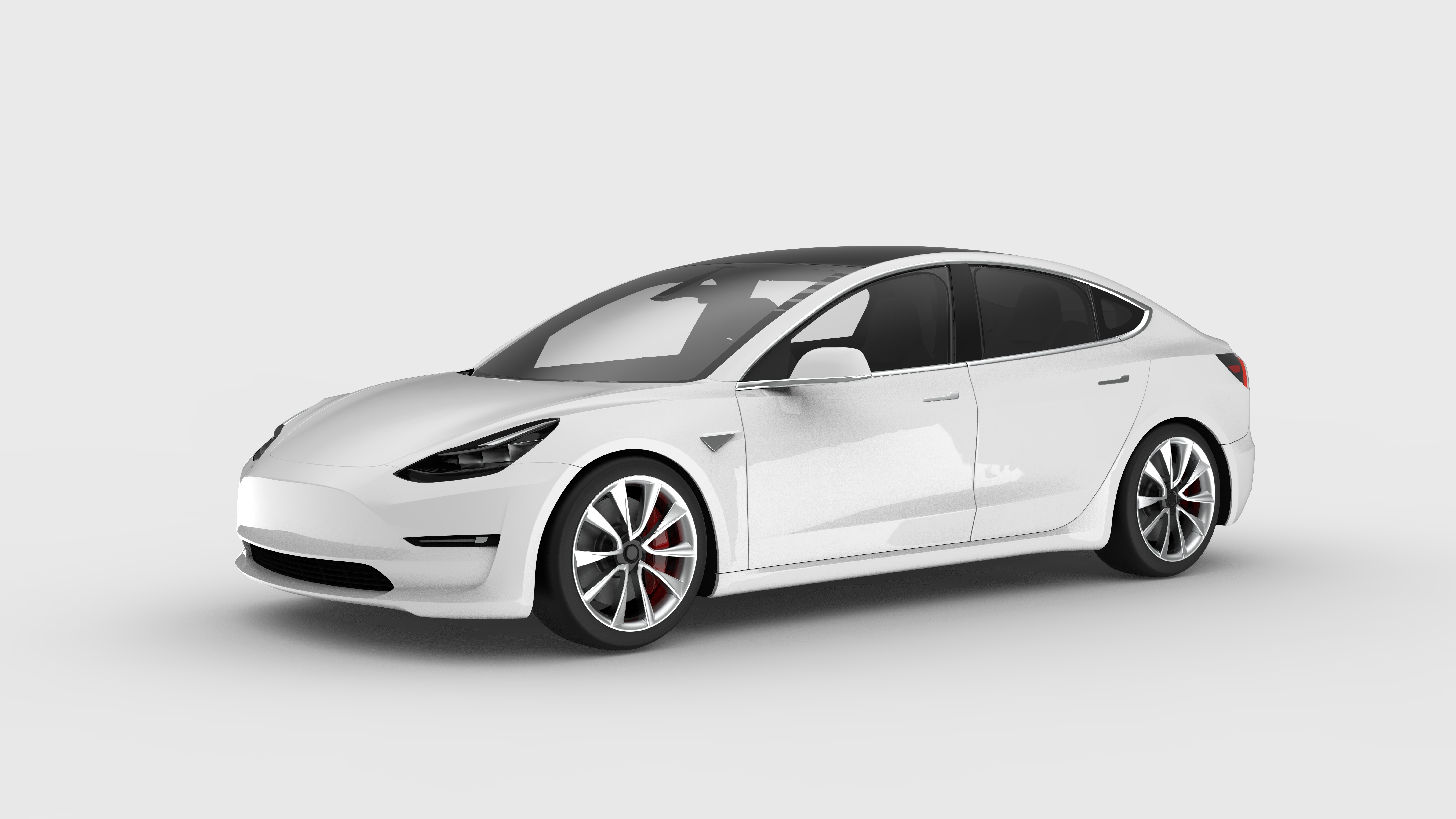 A white Tesla Model 3